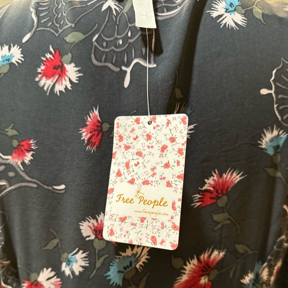 Free People Gray Floral Dress Sz 10 - Picture 8 of 9